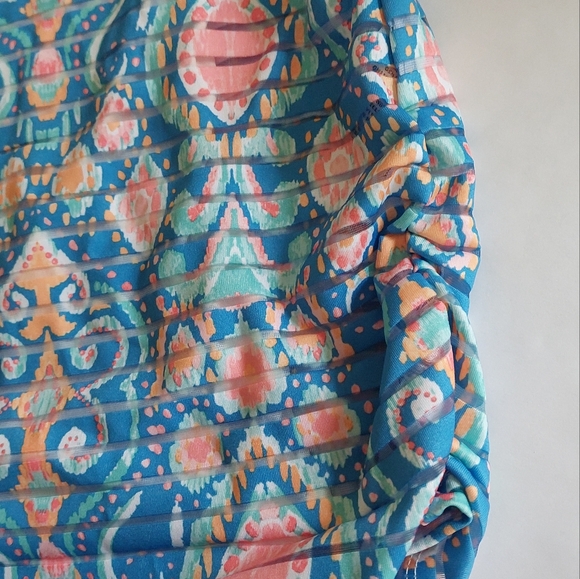 Ruby Rd. Woman's Multicolor Striped Stretch Scoop Neck 3/4 Sleeve Blouse Size S - Picture 9 of 15